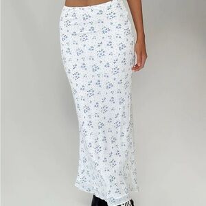 Princess Polly White and Blue Floral Maxi Skirt
